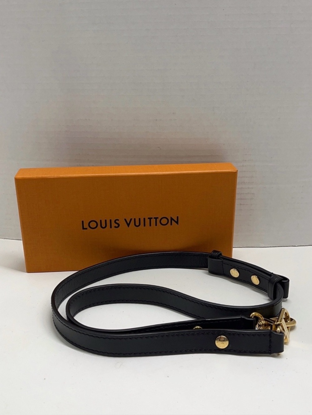 Black & Gold Louis Vuitton Two Way Leather Purse Snap Strap w/ Box & COA